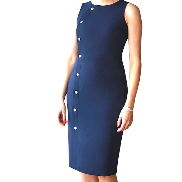 NWT MAGGY London Midi Sleeveless Dress Blue Size 2 - Picture 2 of 13